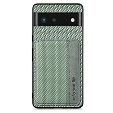 Custodia Silicone Ultra Sottile Morbida Cover con Magnetico S01D per Google Pixel 6 5G Verde