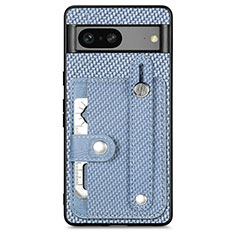 Custodia Silicone Ultra Sottile Morbida Cover con Magnetico S01D per Google Pixel 7a 5G Blu