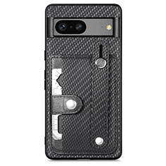 Custodia Silicone Ultra Sottile Morbida Cover con Magnetico S01D per Google Pixel 7a 5G Nero