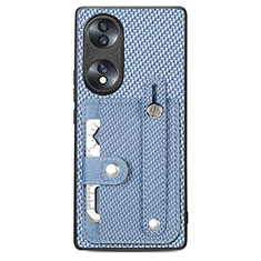 Custodia Silicone Ultra Sottile Morbida Cover con Magnetico S01D per Huawei Honor 70 5G Blu