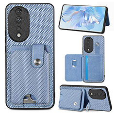 Custodia Silicone Ultra Sottile Morbida Cover con Magnetico S01D per Huawei Honor 80 5G Blu