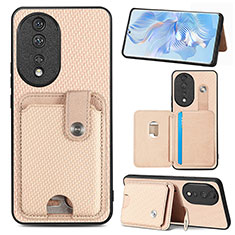 Custodia Silicone Ultra Sottile Morbida Cover con Magnetico S01D per Huawei Honor 80 5G Oro