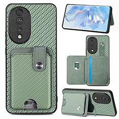 Custodia Silicone Ultra Sottile Morbida Cover con Magnetico S01D per Huawei Honor 80 5G Verde