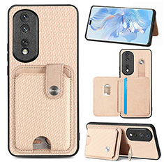 Custodia Silicone Ultra Sottile Morbida Cover con Magnetico S01D per Huawei Honor 80 Pro Flat 5G Oro