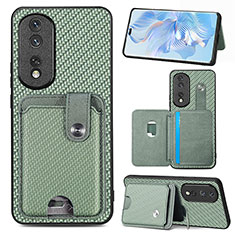 Custodia Silicone Ultra Sottile Morbida Cover con Magnetico S01D per Huawei Honor 80 Pro Flat 5G Verde