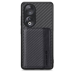 Custodia Silicone Ultra Sottile Morbida Cover con Magnetico S01D per Huawei Honor 90 5G Nero