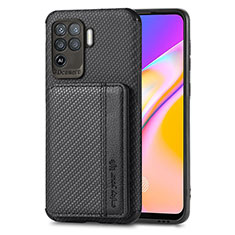 Custodia Silicone Ultra Sottile Morbida Cover con Magnetico S01D per Oppo A94 4G Nero