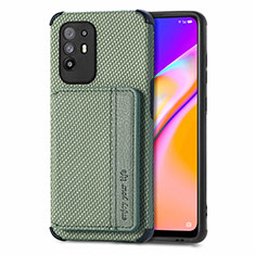 Custodia Silicone Ultra Sottile Morbida Cover con Magnetico S01D per Oppo A95 5G Verde