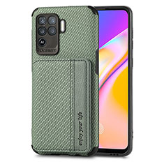 Custodia Silicone Ultra Sottile Morbida Cover con Magnetico S01D per Oppo Reno5 F Verde