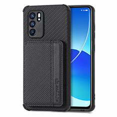 Custodia Silicone Ultra Sottile Morbida Cover con Magnetico S01D per Oppo Reno6 5G Nero