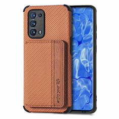 Custodia Silicone Ultra Sottile Morbida Cover con Magnetico S01D per Oppo Reno6 Pro 5G Marrone