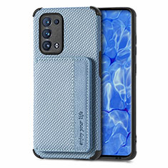 Custodia Silicone Ultra Sottile Morbida Cover con Magnetico S01D per Oppo Reno6 Pro+ Plus 5G Blu