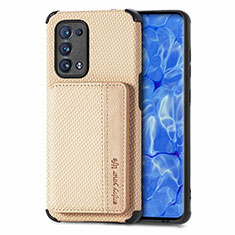 Custodia Silicone Ultra Sottile Morbida Cover con Magnetico S01D per Oppo Reno6 Pro+ Plus 5G Oro