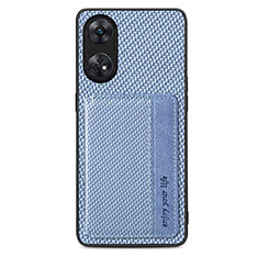 Custodia Silicone Ultra Sottile Morbida Cover con Magnetico S01D per Oppo Reno8 T 4G Blu