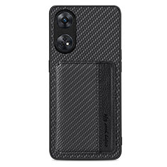 Custodia Silicone Ultra Sottile Morbida Cover con Magnetico S01D per Oppo Reno8 T 4G Nero