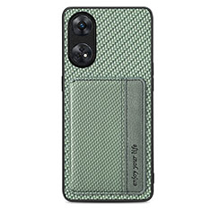 Custodia Silicone Ultra Sottile Morbida Cover con Magnetico S01D per Oppo Reno8 T 4G Verde