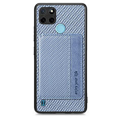 Custodia Silicone Ultra Sottile Morbida Cover con Magnetico S01D per Realme C25Y Blu