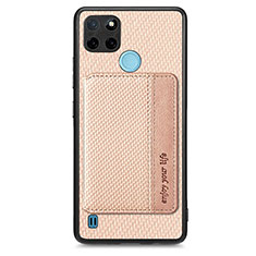 Custodia Silicone Ultra Sottile Morbida Cover con Magnetico S01D per Realme C25Y India Oro