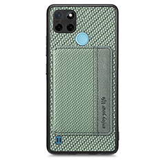 Custodia Silicone Ultra Sottile Morbida Cover con Magnetico S01D per Realme C25Y Verde