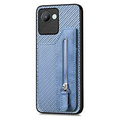 Custodia Silicone Ultra Sottile Morbida Cover con Magnetico S01D per Realme C30 Blu