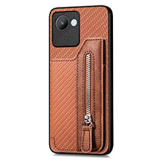 Custodia Silicone Ultra Sottile Morbida Cover con Magnetico S01D per Realme C30 Marrone