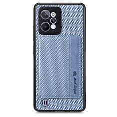 Custodia Silicone Ultra Sottile Morbida Cover con Magnetico S01D per Realme C31 Blu