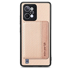 Custodia Silicone Ultra Sottile Morbida Cover con Magnetico S01D per Realme C31 Oro