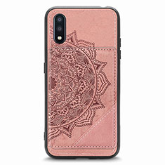 Custodia Silicone Ultra Sottile Morbida Cover con Magnetico S01D per Samsung Galaxy A01 SM-A015 Oro Rosa