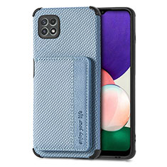 Custodia Silicone Ultra Sottile Morbida Cover con Magnetico S01D per Samsung Galaxy A22 5G Blu