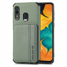 Custodia Silicone Ultra Sottile Morbida Cover con Magnetico S01D per Samsung Galaxy A30 Verde