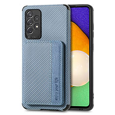 Custodia Silicone Ultra Sottile Morbida Cover con Magnetico S01D per Samsung Galaxy A72 5G Blu