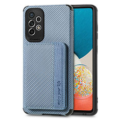 Custodia Silicone Ultra Sottile Morbida Cover con Magnetico S01D per Samsung Galaxy A73 5G Blu