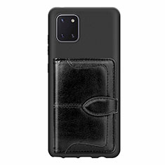 Custodia Silicone Ultra Sottile Morbida Cover con Magnetico S01D per Samsung Galaxy A81 Nero