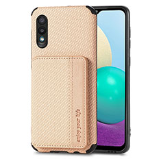 Custodia Silicone Ultra Sottile Morbida Cover con Magnetico S01D per Samsung Galaxy M02 Oro