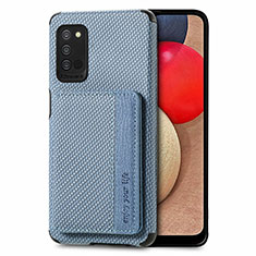 Custodia Silicone Ultra Sottile Morbida Cover con Magnetico S01D per Samsung Galaxy M02s Blu