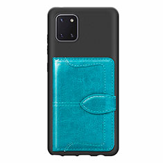 Custodia Silicone Ultra Sottile Morbida Cover con Magnetico S01D per Samsung Galaxy M60s Ciano