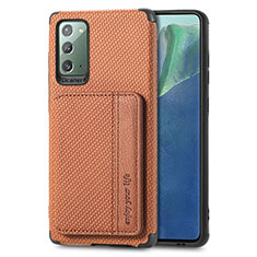 Custodia Silicone Ultra Sottile Morbida Cover con Magnetico S01D per Samsung Galaxy Note 20 5G Marrone