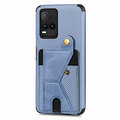 Custodia Silicone Ultra Sottile Morbida Cover con Magnetico S01D per Vivo Y21 Blu