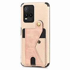 Custodia Silicone Ultra Sottile Morbida Cover con Magnetico S01D per Vivo Y21 Oro