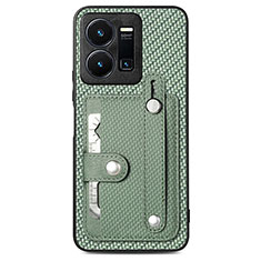 Custodia Silicone Ultra Sottile Morbida Cover con Magnetico S01D per Vivo Y35 4G Verde