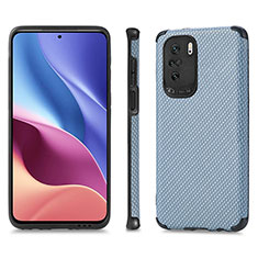 Custodia Silicone Ultra Sottile Morbida Cover con Magnetico S01D per Xiaomi Poco F3 5G Blu