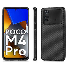 Custodia Silicone Ultra Sottile Morbida Cover con Magnetico S01D per Xiaomi Poco M4 Pro 4G Nero