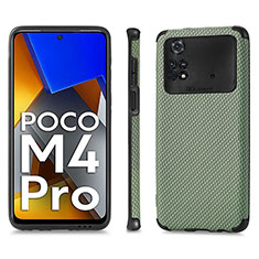 Custodia Silicone Ultra Sottile Morbida Cover con Magnetico S01D per Xiaomi Poco M4 Pro 4G Verde