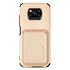 Custodia Silicone Ultra Sottile Morbida Cover con Magnetico S01D per Xiaomi Poco X3 Oro