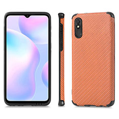 Custodia Silicone Ultra Sottile Morbida Cover con Magnetico S01D per Xiaomi Redmi 9A Marrone