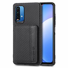 Custodia Silicone Ultra Sottile Morbida Cover con Magnetico S01D per Xiaomi Redmi 9T 4G Nero