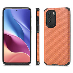 Custodia Silicone Ultra Sottile Morbida Cover con Magnetico S01D per Xiaomi Redmi K40 Pro 5G Marrone