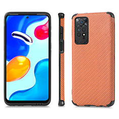 Custodia Silicone Ultra Sottile Morbida Cover con Magnetico S01D per Xiaomi Redmi Note 11S 4G Marrone