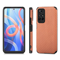 Custodia Silicone Ultra Sottile Morbida Cover con Magnetico S01D per Xiaomi Redmi Note 11T 5G Marrone