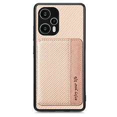 Custodia Silicone Ultra Sottile Morbida Cover con Magnetico S01D per Xiaomi Redmi Note 12 Turbo 5G Oro